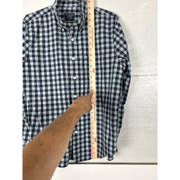 Abercrombie & Fitch Men's Adult Sz Large Blue Plaid Long Sleeve Button Shirt - Picture 7 of 15